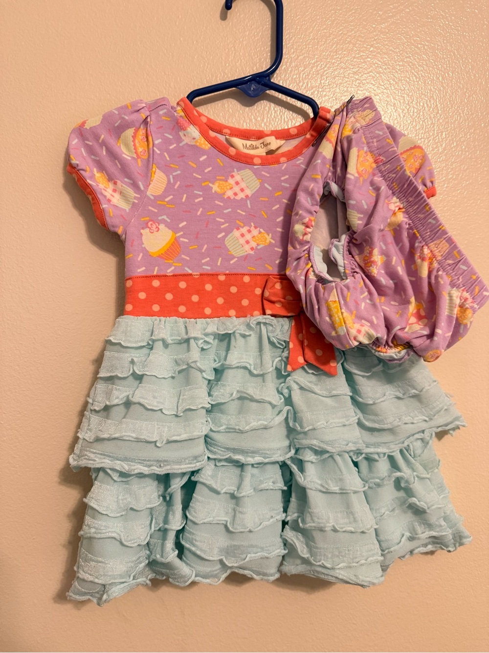 Matilda Jane Cupcake Ruffle Dress & Bloomers | 6–12M | EUC Boutique